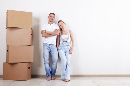 Removal team preparing items for a move