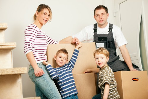 Packed moving boxes ready for removals in Brompton