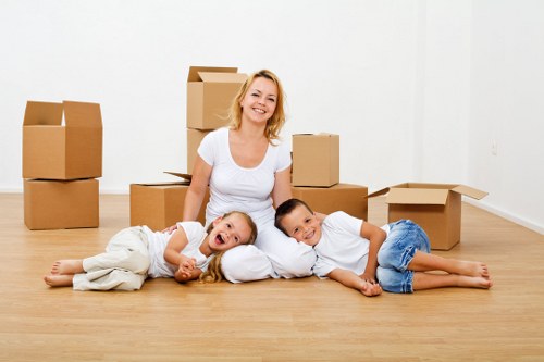 Packed home contents prepared for a flat move in Brompton
